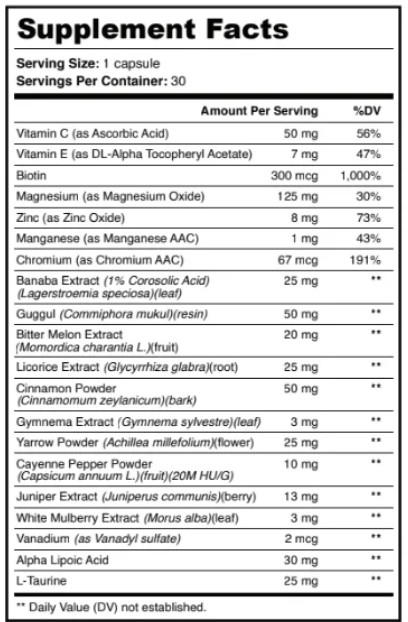 Evo Slim supplement facts